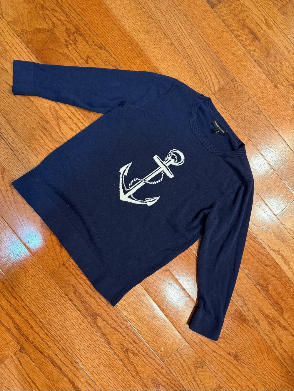 Banana Republic Navy Blue Crewneck Sweater with White Anchor